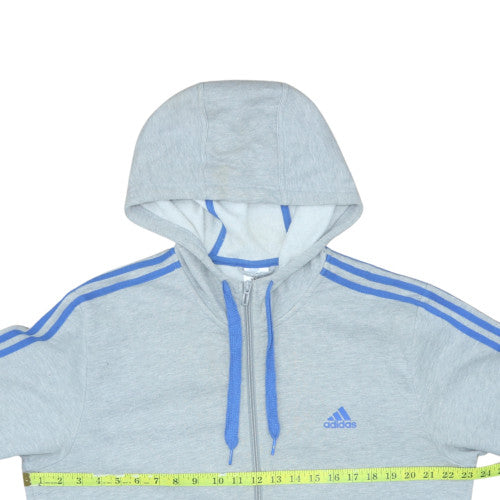 Adidas Mens Grey Full Zip Hoodie L Sports Fleece Sweatshirt