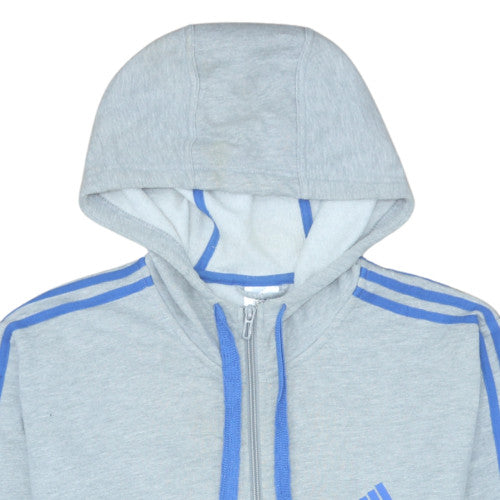 Adidas Mens Grey Full Zip Hoodie L Sports Fleece Sweatshirt