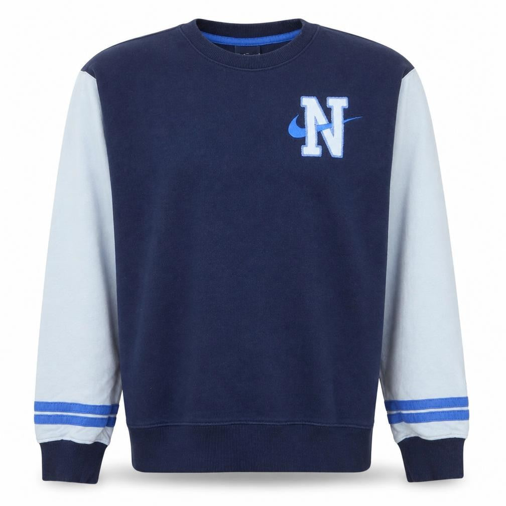 Nike Men's Blue Pullover Sweatshirt M Crew Neck Embroidered Logo