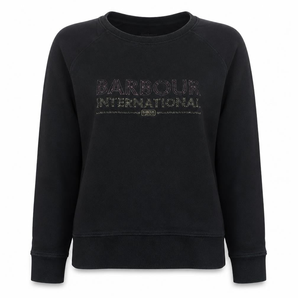 Barbour International Womens Black Cotton Crew Neck Sweatshirt UK 14