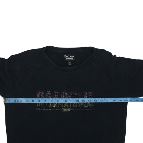 Barbour International Womens Black Cotton Crew Neck Sweatshirt UK 14