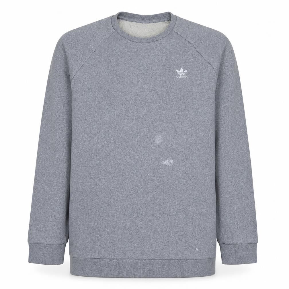 Front view of Adidas Men’s Grey Crew Neck Sweatshirt, size L, Pullover Casual
