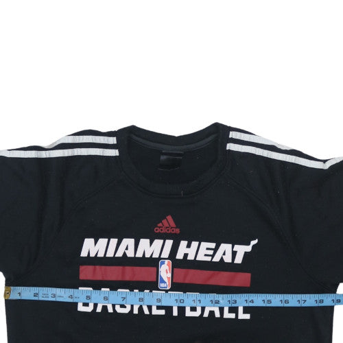 Adidas Mens Black Miami Heat Basketball Crew Neck Sweatshirt Size M