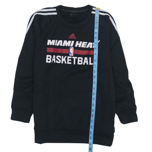 Adidas Mens Black Miami Heat Basketball Crew Neck Sweatshirt Size M