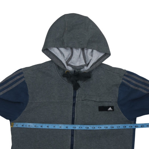 Adidas Mens Grey & Navy Full Zip Hoodie Size L Sportswear