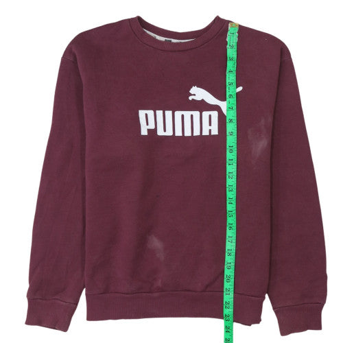 Puma Womens Burgundy Crew Neck Pullover Sweatshirt XS