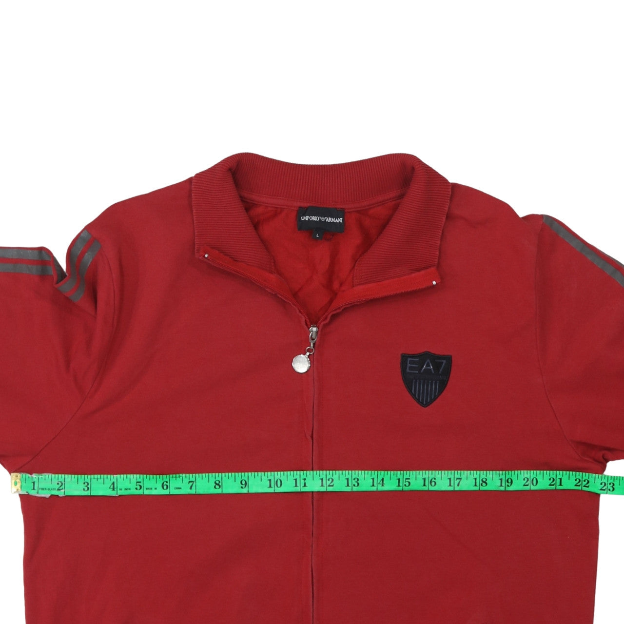 Emporio Armani EA7 Red Men's L Track Jacket Cotton Zip-Up Sportswear