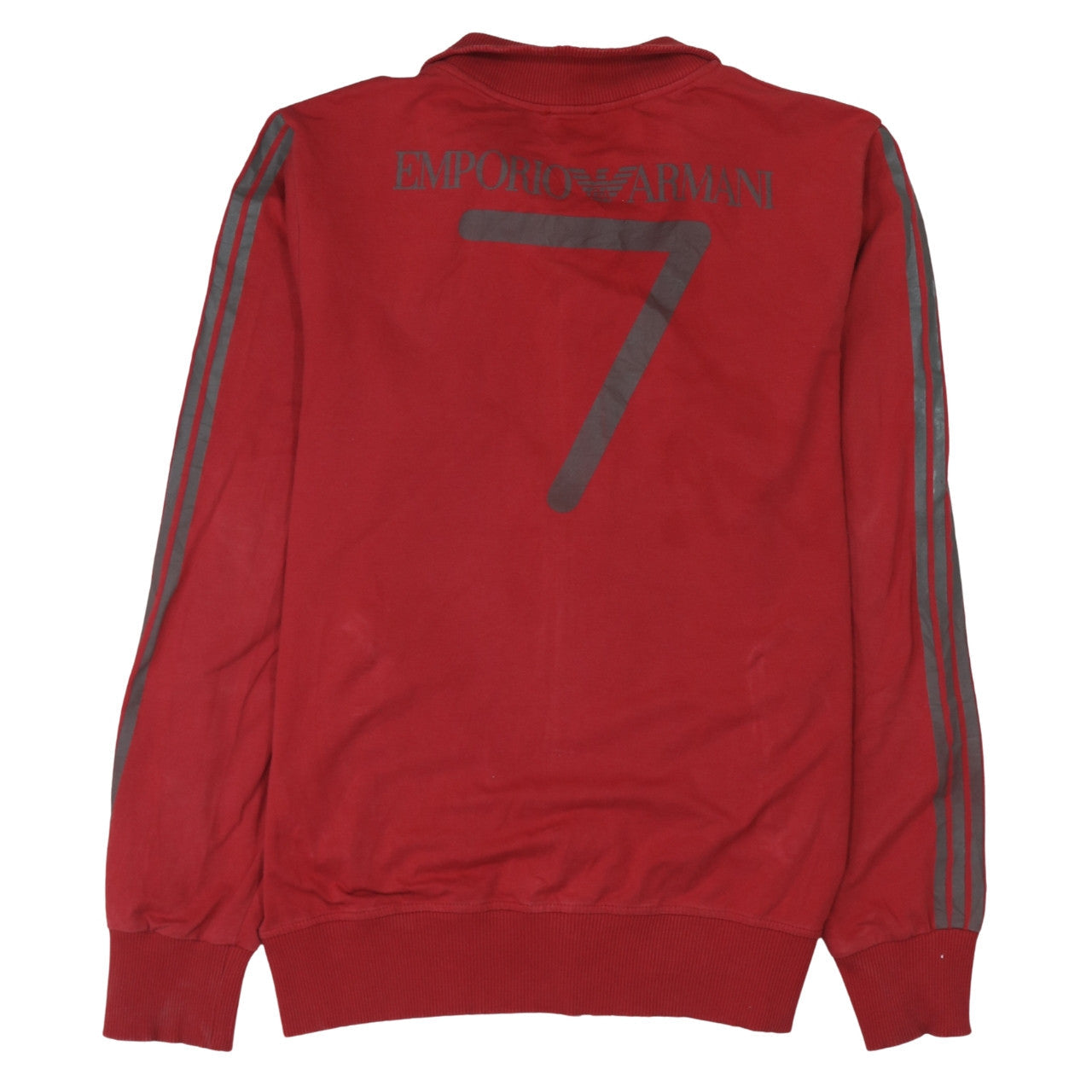 Emporio Armani EA7 Red Men's L Track Jacket Cotton Zip-Up Sportswear