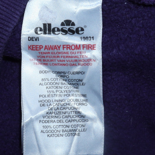 Ellesse Women's Purple Full Zip Hoodie Size 12 Cotton Blend