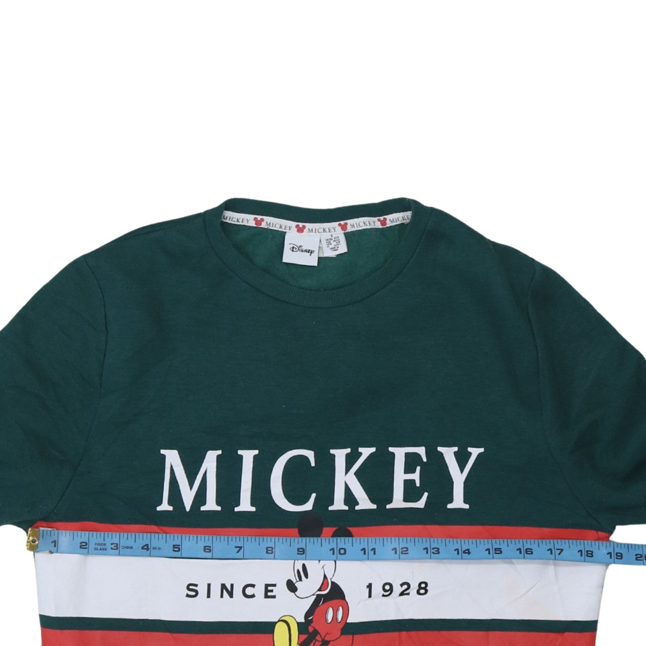 Disney Women Green Mickey Mouse Crew Neck Sweatshirt UK 10/12