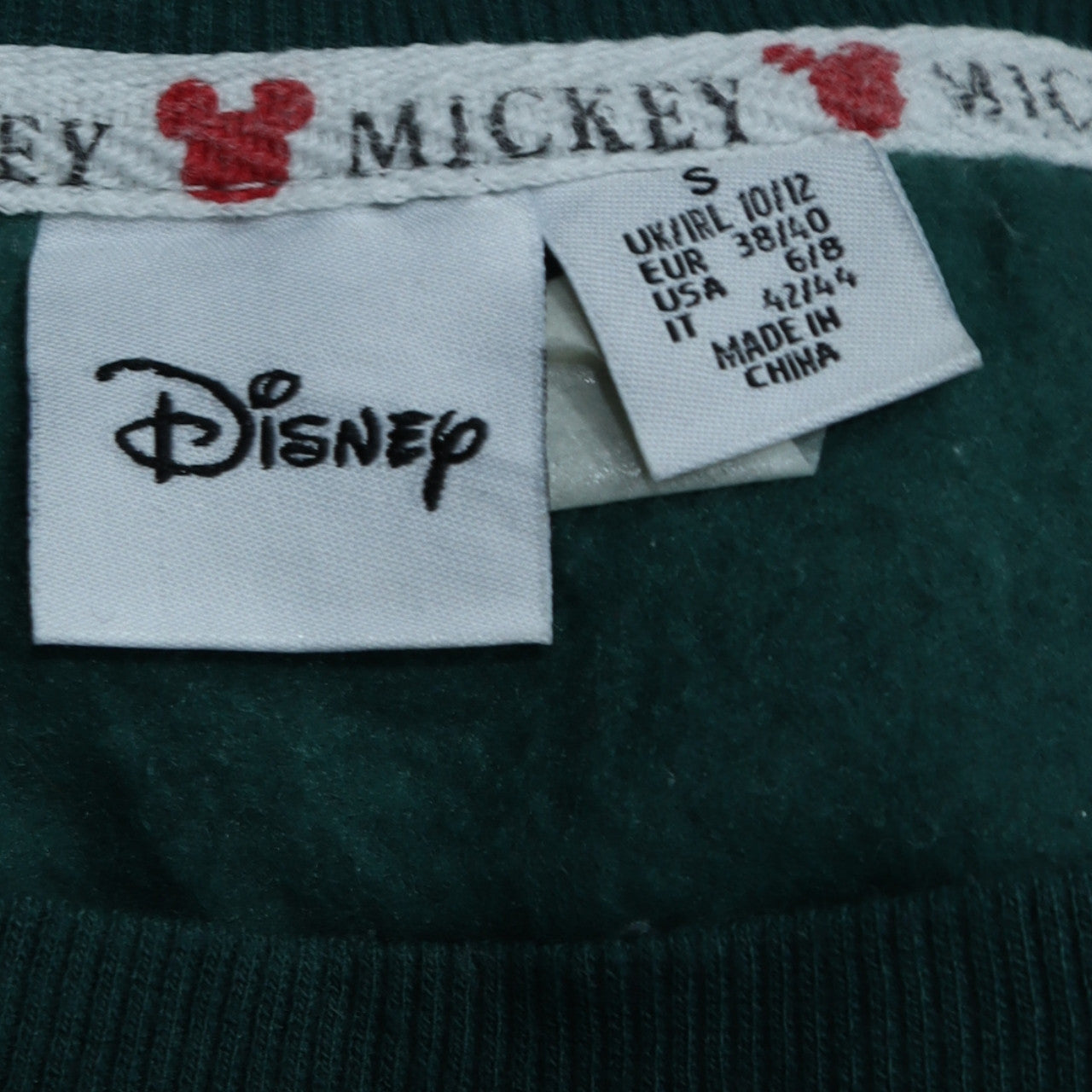 Disney Women Green Mickey Mouse Crew Neck Sweatshirt UK 10/12