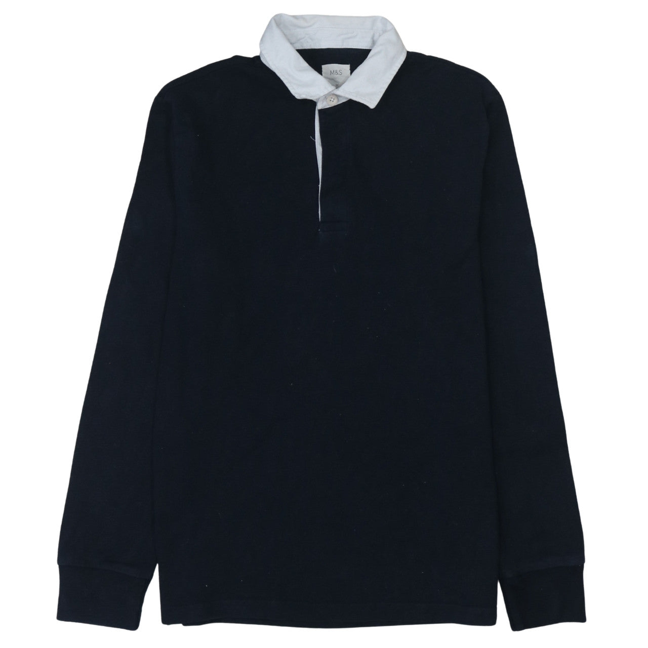 Marks and Spencer Men's Dark Navy Long Sleeve Polo Shirt M