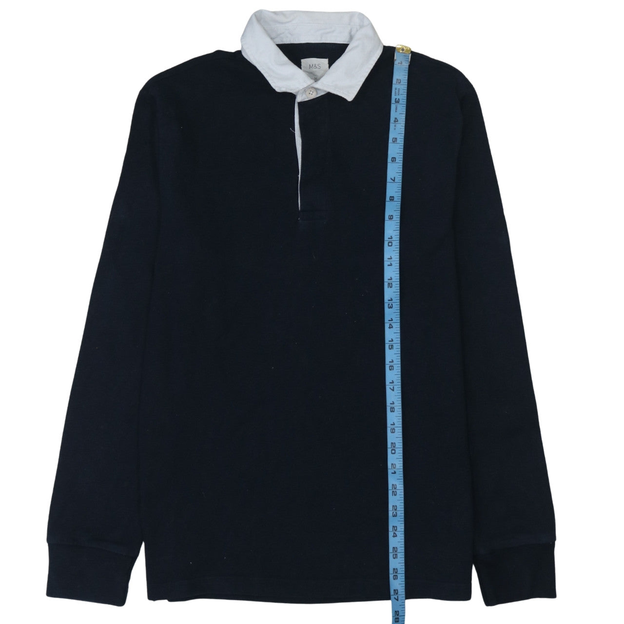 Marks and Spencer Men's Dark Navy Long Sleeve Polo Shirt M
