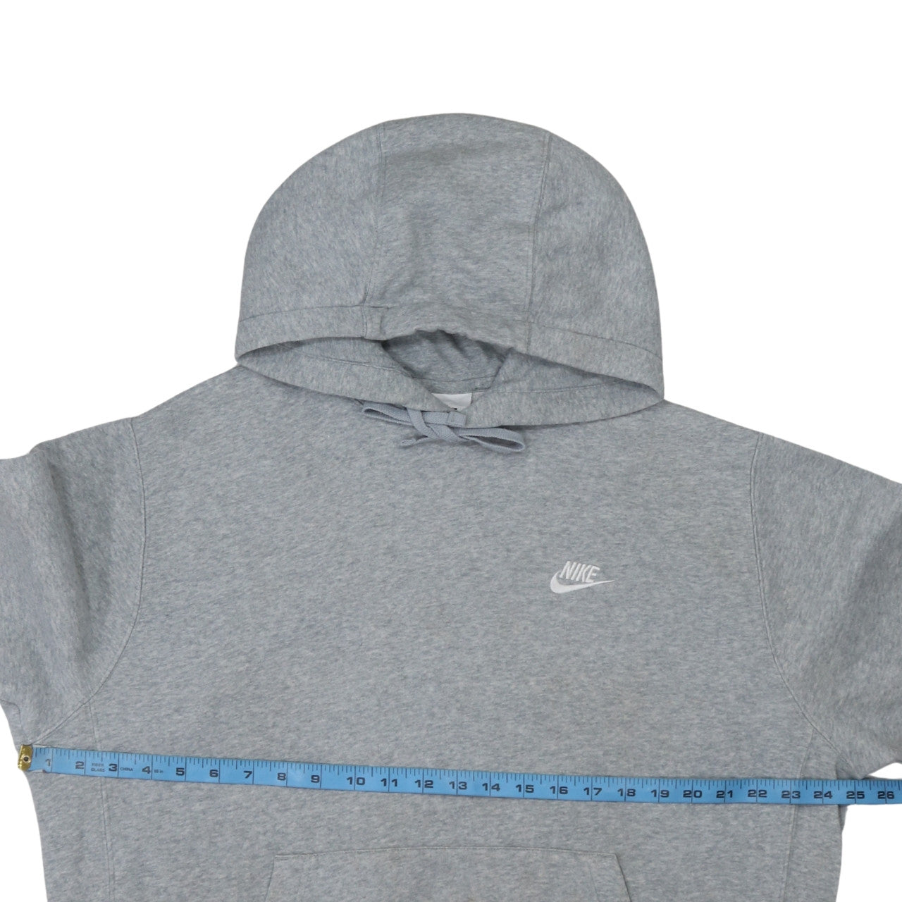 Nike Men's Grey Pullover Hoodie L Logo Fleece Cotton Blend