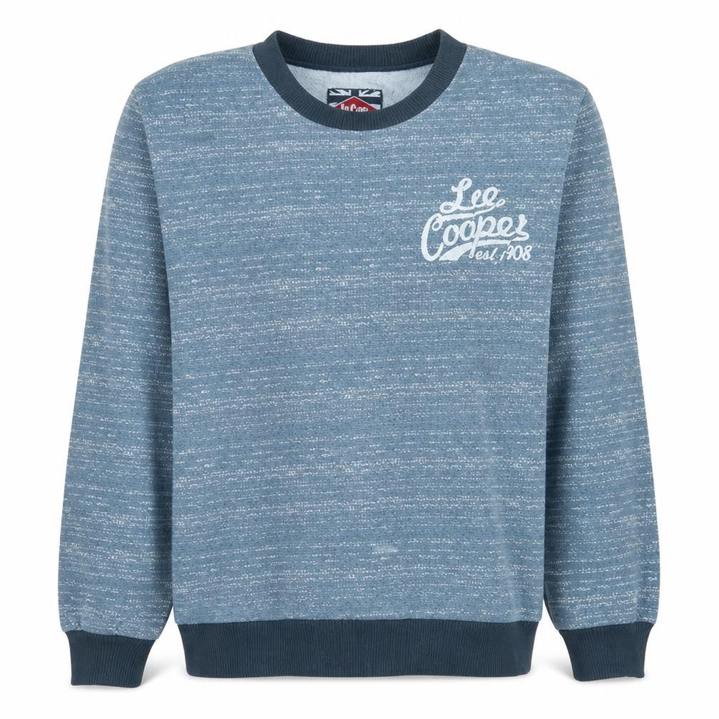 Front view of Lee Cooper men’s blue crew neck pullover sweatshirt l