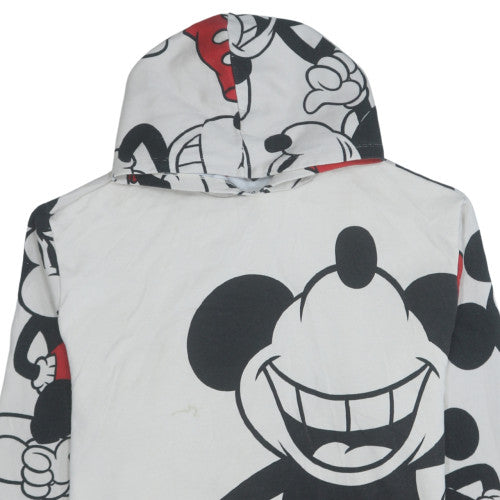 Disney 100 George Womens White Mickey Mouse Hoodie XL Pullover Fleece