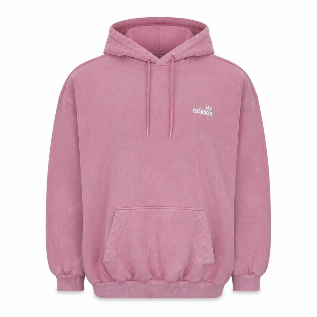 Front view of Adidas Women Pink Pullover Hoodie, size 10, Relaxed Fit Sweatshirt