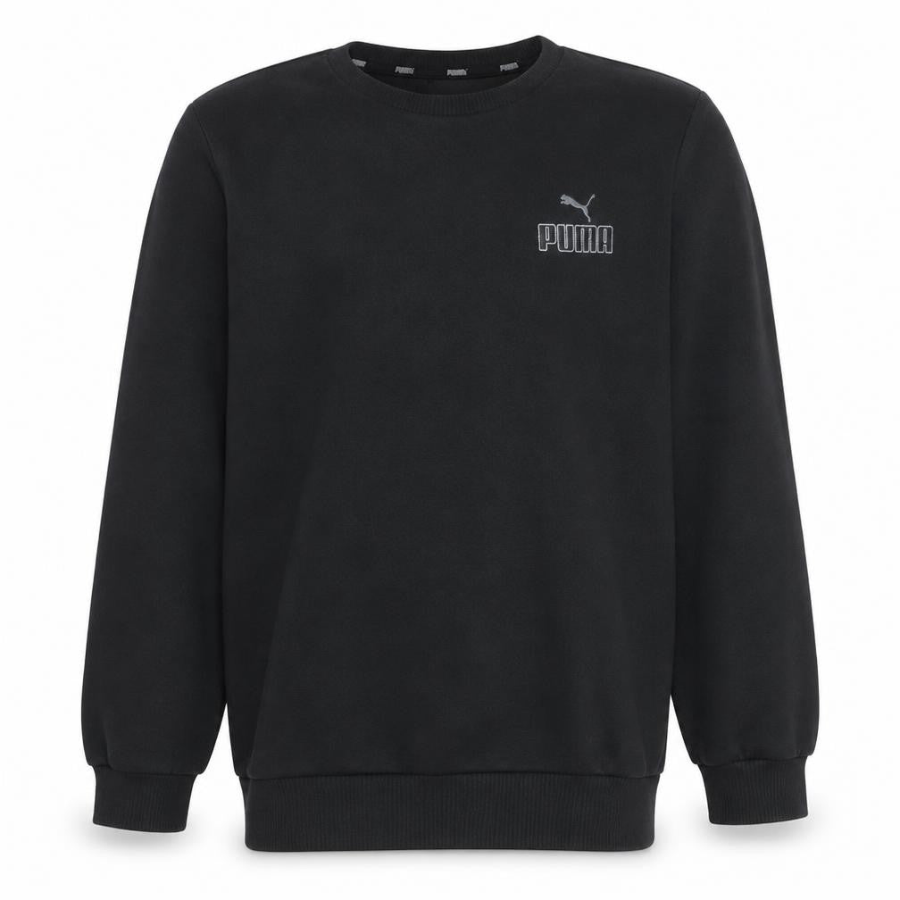 Front view of Puma Men's Black Crew Neck Pullover Sweatshirt, size M