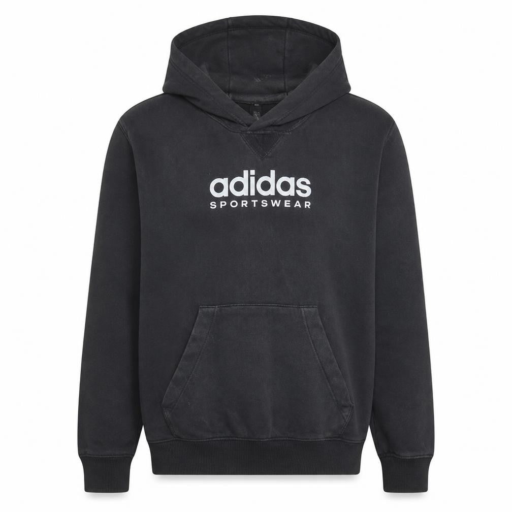 Front view of Adidas Men's Black Pullover Hoodie L Sportswear Fleece