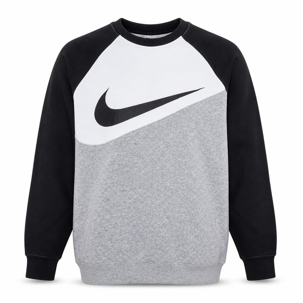 Nike Men's Grey Black Logo Crew Neck Pullover Sweatshirt M