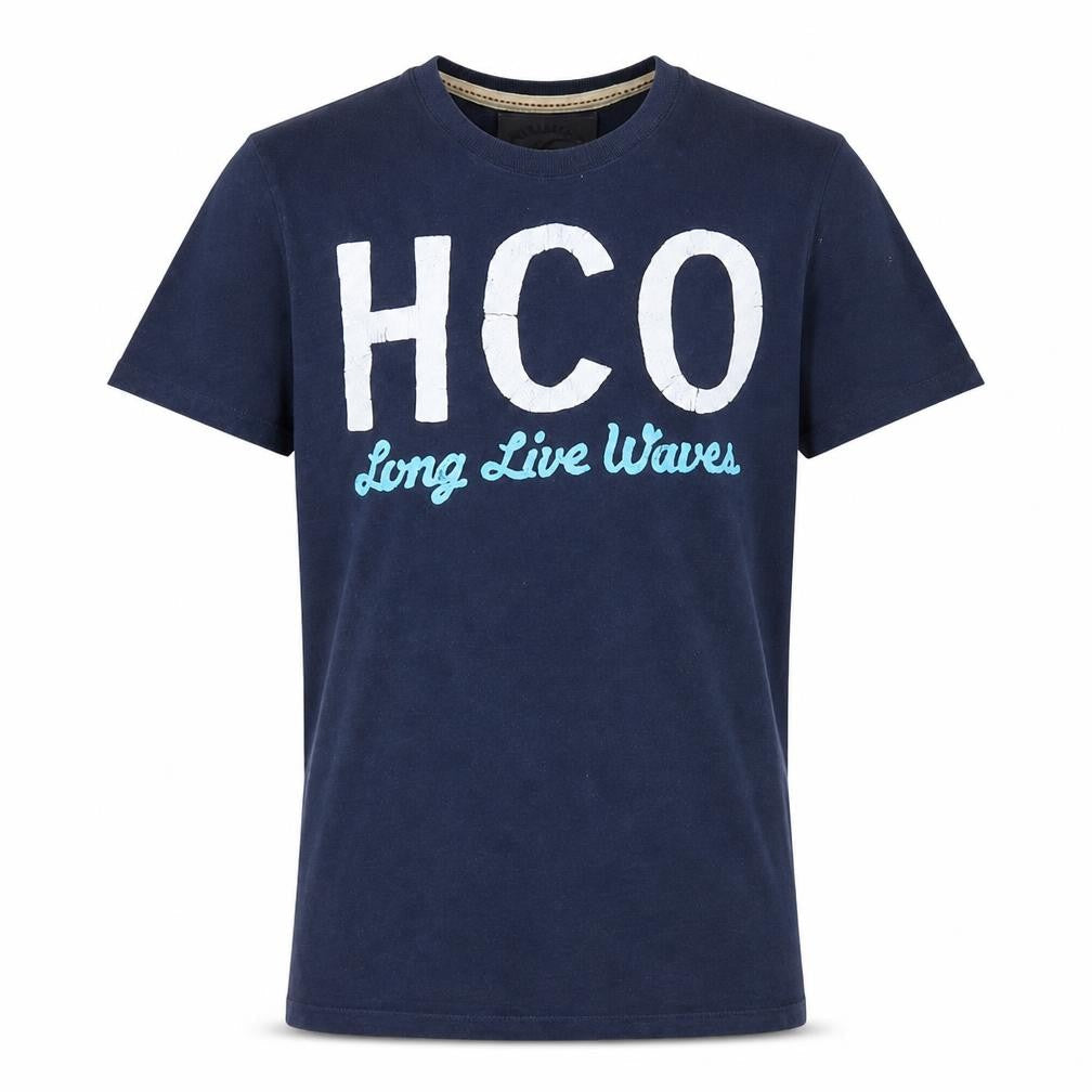 Hollister Men's Blue Graphic Logo T-Shirt Medium Casual Cotton