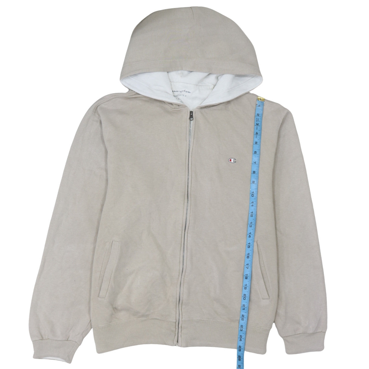 Champion Men's Beige Full Zip Hoodie Size M Regular Fit