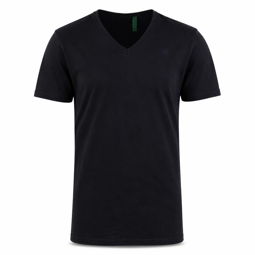 Front view of G-Star RAW Men's Black V-Neck Cotton T-Shirt, size M