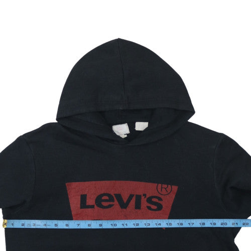 Levi's Teens Black Pullover Hoodie M Regular Fit Logo Fleece
