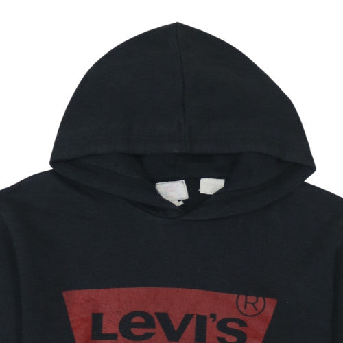 Levi's Teens Black Pullover Hoodie M Regular Fit Logo Fleece