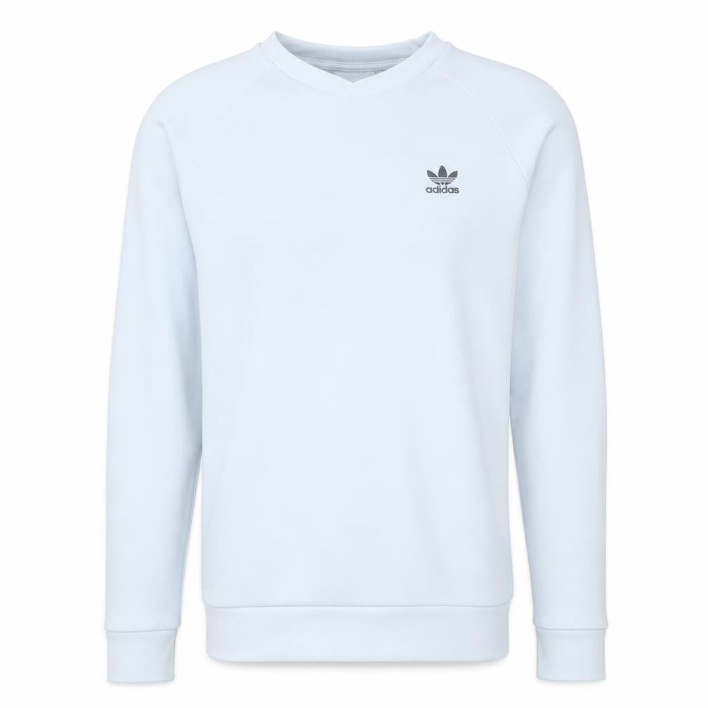 Front view of Adidas Men's White Crew Neck Pullover Sweatshirt, size S