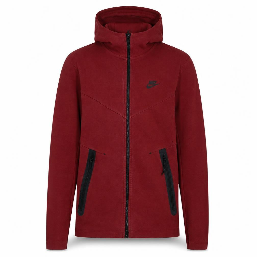 Nike Men’s Red Full Zip Hoodie XS – Hooded Cotton Blend Sweatshirt