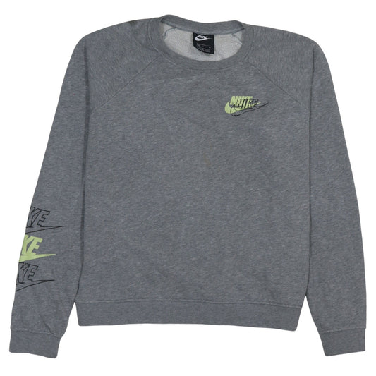 Nike Women Grey Logo Crew Neck Pullover Sweatshirt M