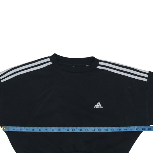Adidas Women's Black Cropped Sweatshirt Size M Crew Neck Logo