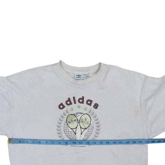 Adidas Womens White Tennis Academy Pullover Sweatshirt Size 10