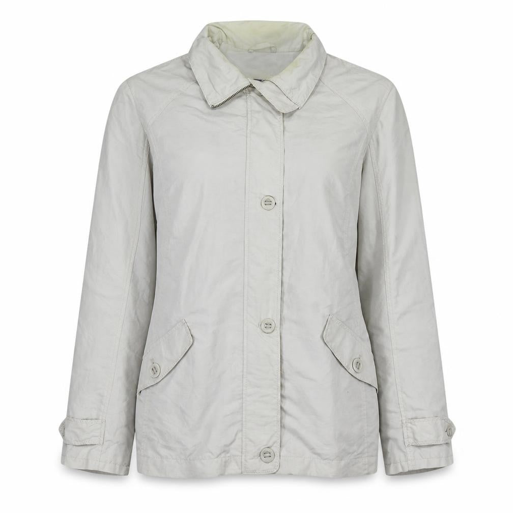 Lands' End Women White Nylon Mid-Length Jacket L