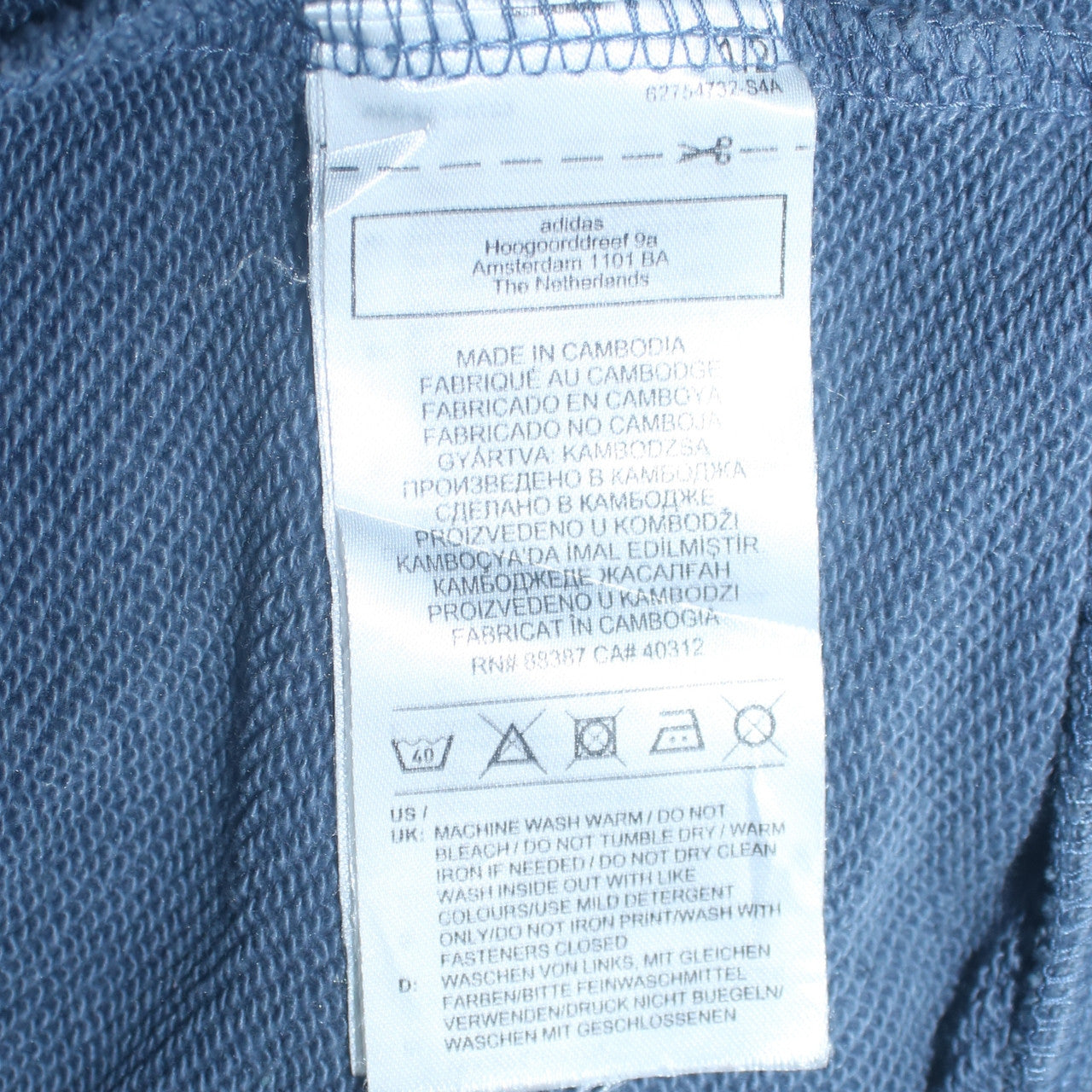 Adidas Men's Blue Full Zip Hoodie Size M Sportswear Fleece Top
