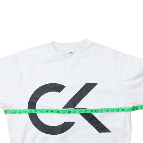 Calvin Klein Men White XS Pullover Sweatshirt Logo Fleece
