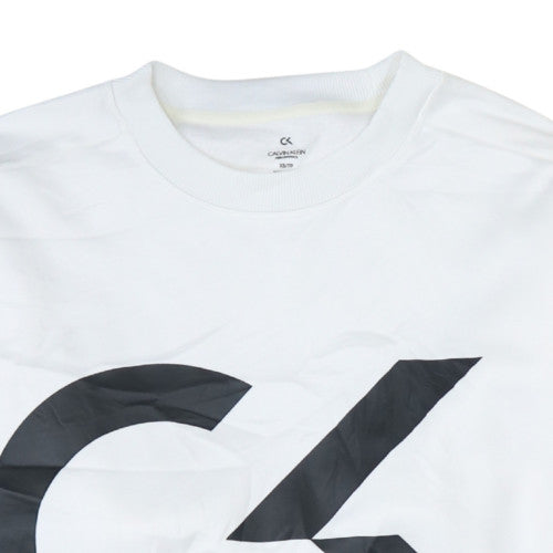 Calvin Klein Men White XS Pullover Sweatshirt Logo Fleece