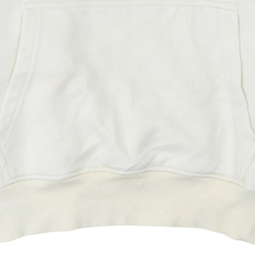 Tommy Hilfiger Women Ivory Hoodie Medium Cotton Pullover Logo