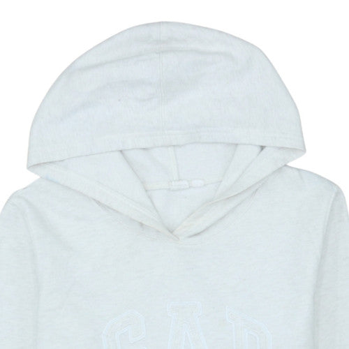 GAP Women White Pullover Hoodie L Cotton Blend Classic Casual