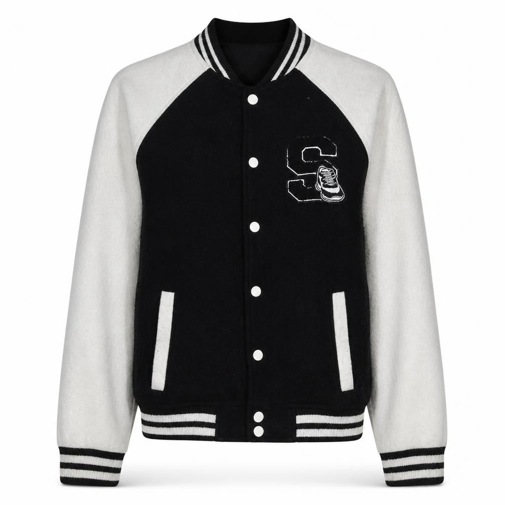Kiabi Women's Black XS Varsity Jacket with Embroidered Logo