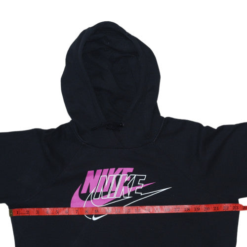 Nike Womens Black Pullover Hoodie Medium Logo Print Fleece Sweatshirt