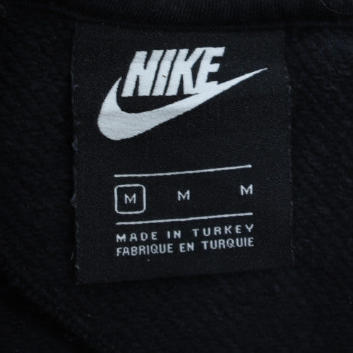 Nike Womens Black Pullover Hoodie Medium Logo Print Fleece Sweatshirt