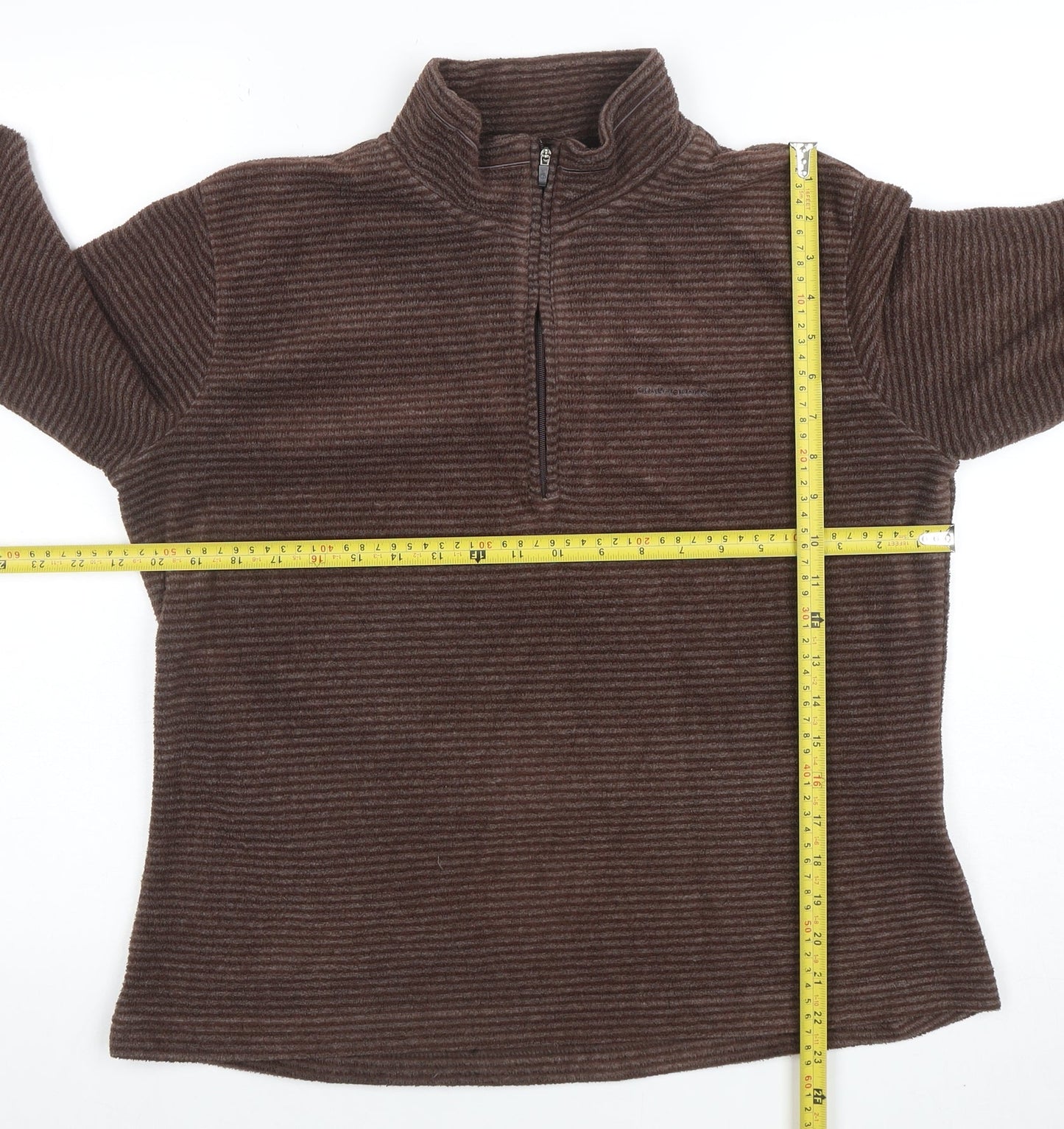 Craghoppers Men's Brown Striped Fleece 1/4 Zip Pullover Sweatshirt L