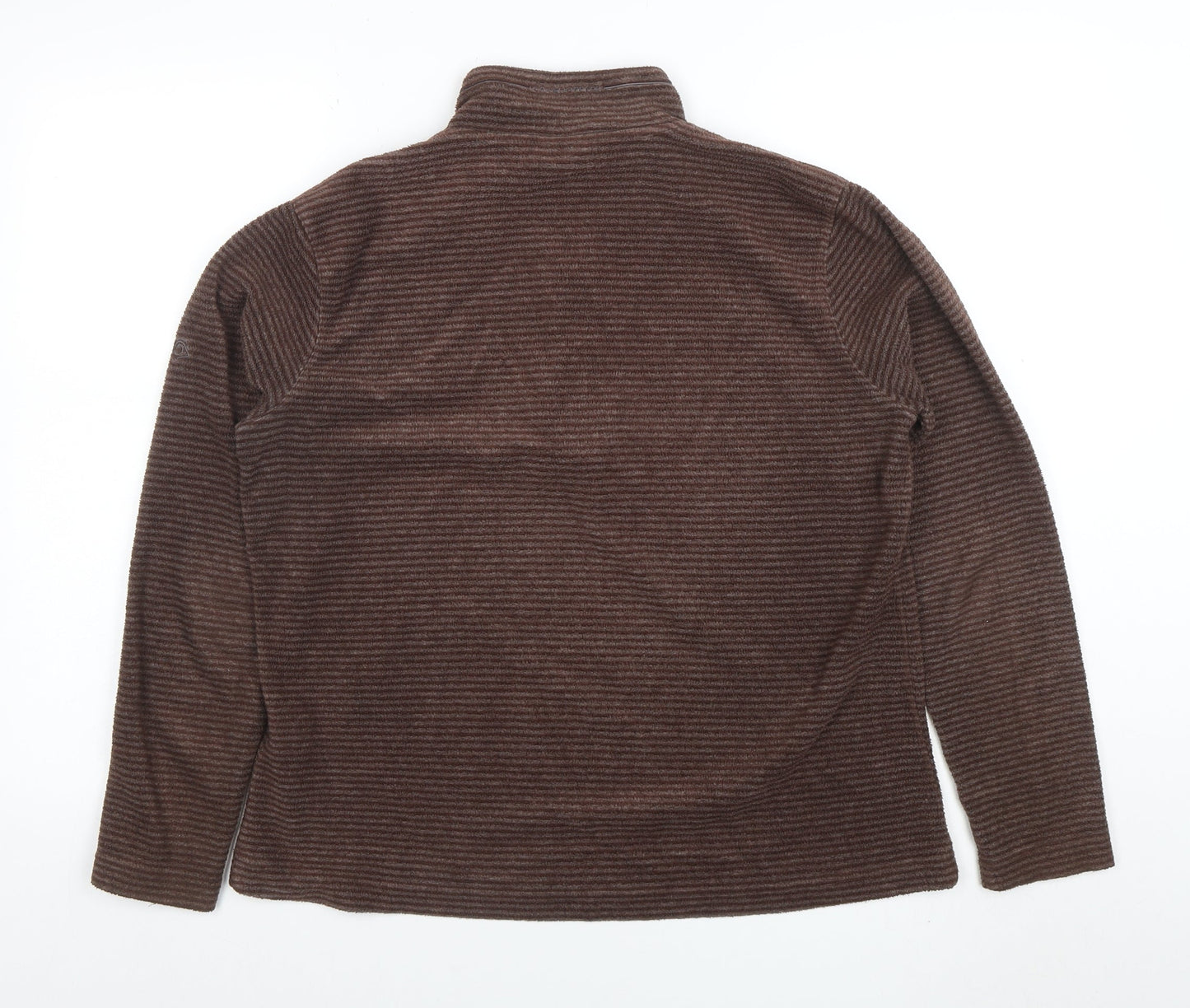 Craghoppers Men's Brown Striped Fleece 1/4 Zip Pullover Sweatshirt L