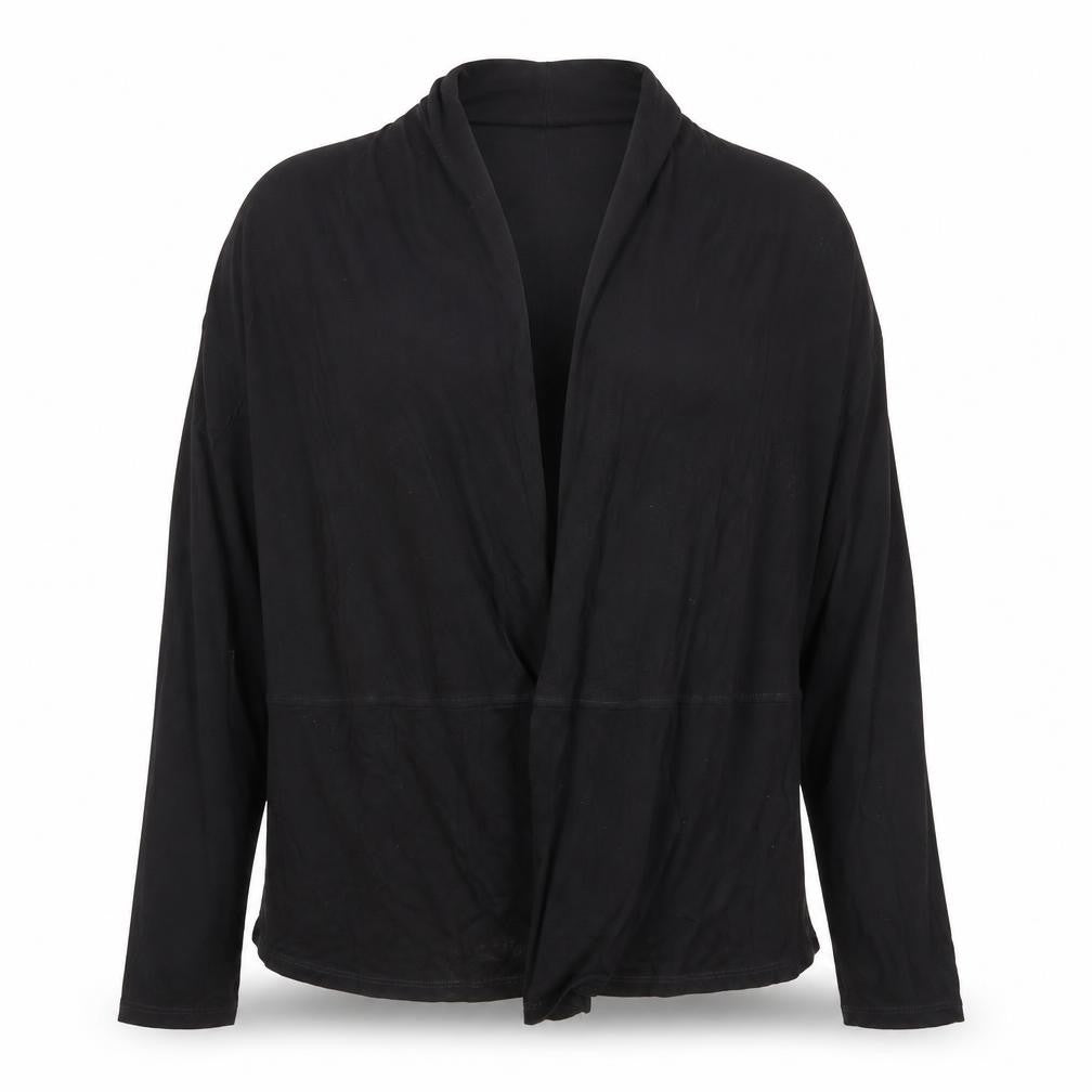Gap Womens Black Cotton Jersey Wrap Blouse Size M Long Sleeve Top