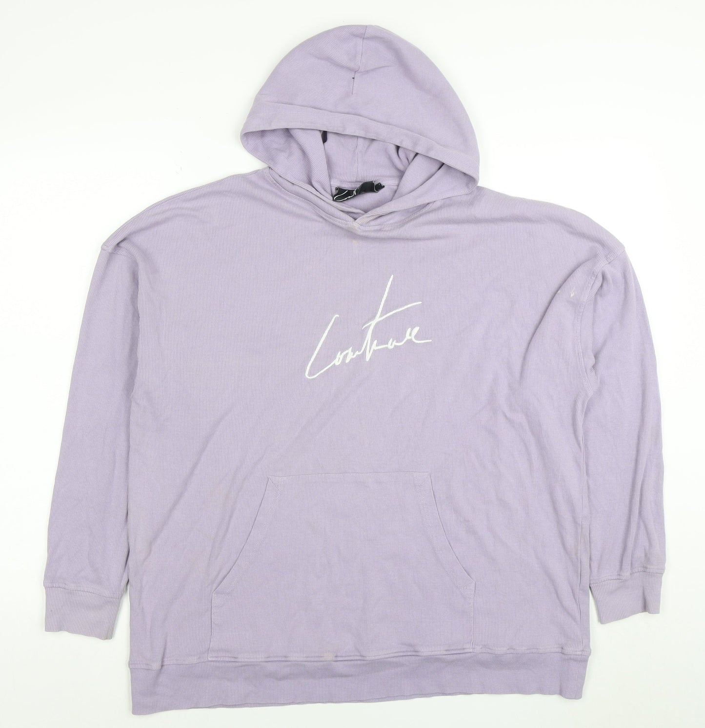 Couture Mens Purple Pullover Hoodie S Logo Cotton Blend