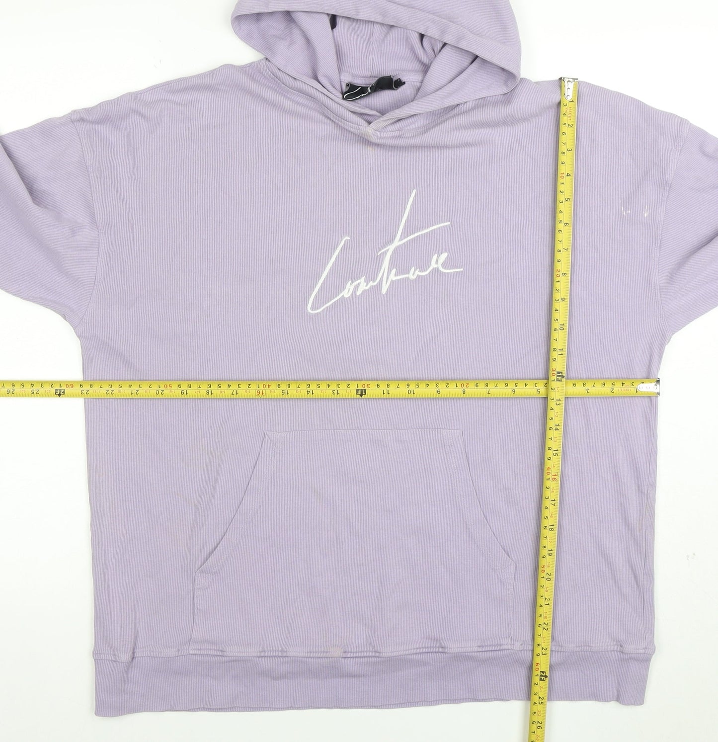 Couture Mens Purple Pullover Hoodie S Logo Cotton Blend