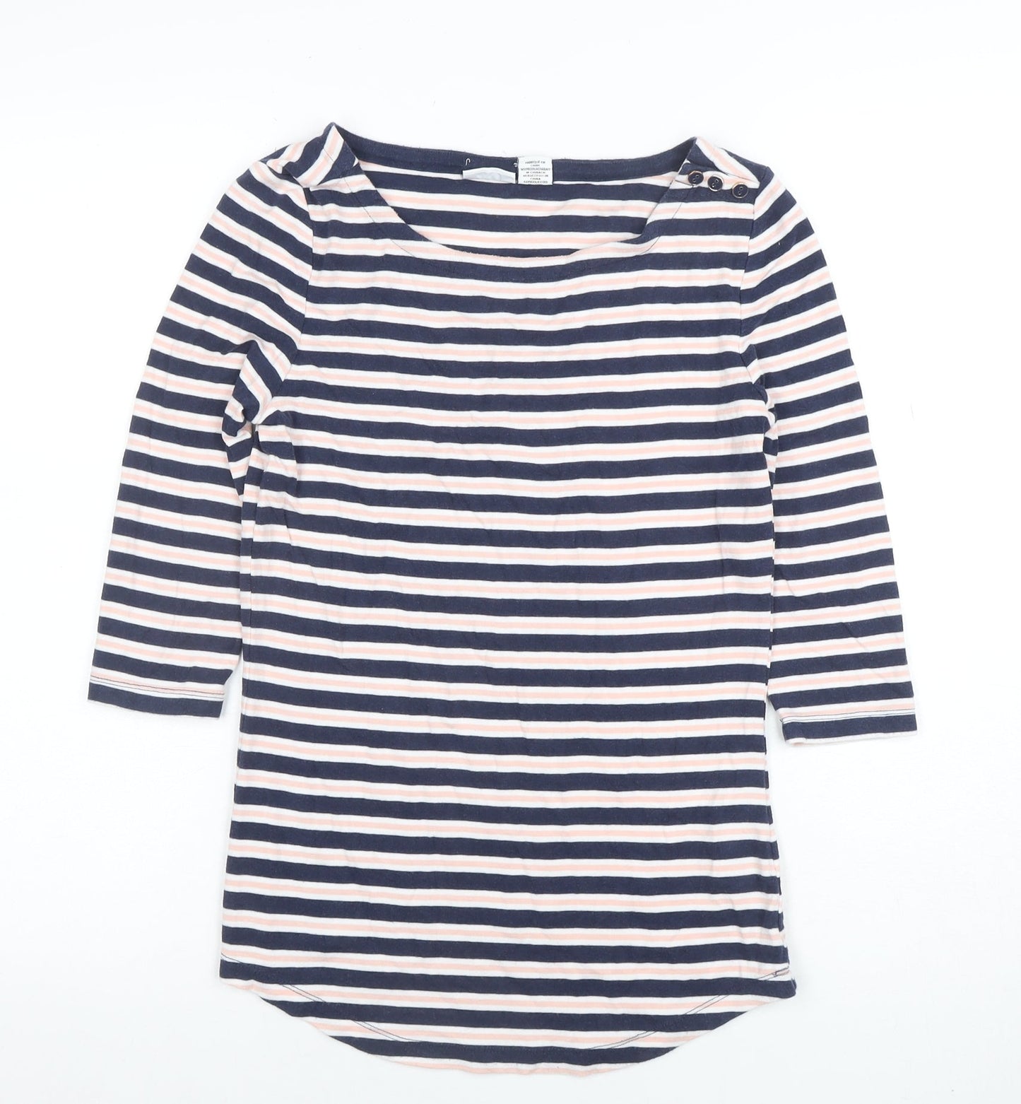 Tabitha Webb Women's Multicoloured Striped 3/4 Sleeve Cotton Jersey T-Shirt Size L