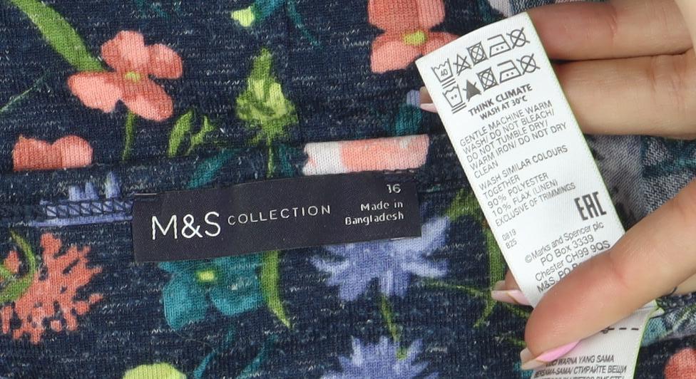 Marks and Spencer Women’s Multicoloured Floral Jersey Top Size 16
